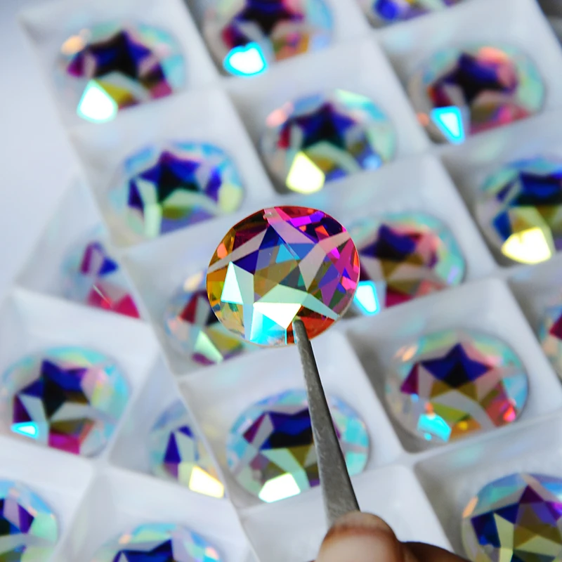 

2016TH Crystal K9 Sew On AB Stone Matte Star Flat Back Gem Round With 2 Holes Wedding Dress Evening GYM Bridal Shoes DIY Strass