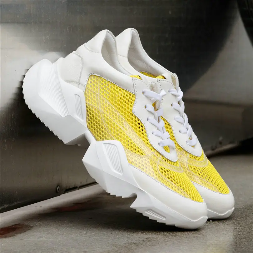 NAYIDUYUN Outdoor Creepers Women Cow Leather Wedges Platform High Heel Pumps Shoes Casual Shoes Breathable Mesh Punk Sneakers NAYIDUYUN Outdoor Creepers Women Cow Leather Wedges Platform High Heel Pumps Shoes Casual Shoes Breathable Mesh Punk Sneakers