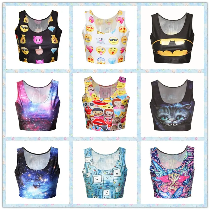 Women Tops 2015 harajuku Cute Tank Top Sleeveless Emoji Digital Print