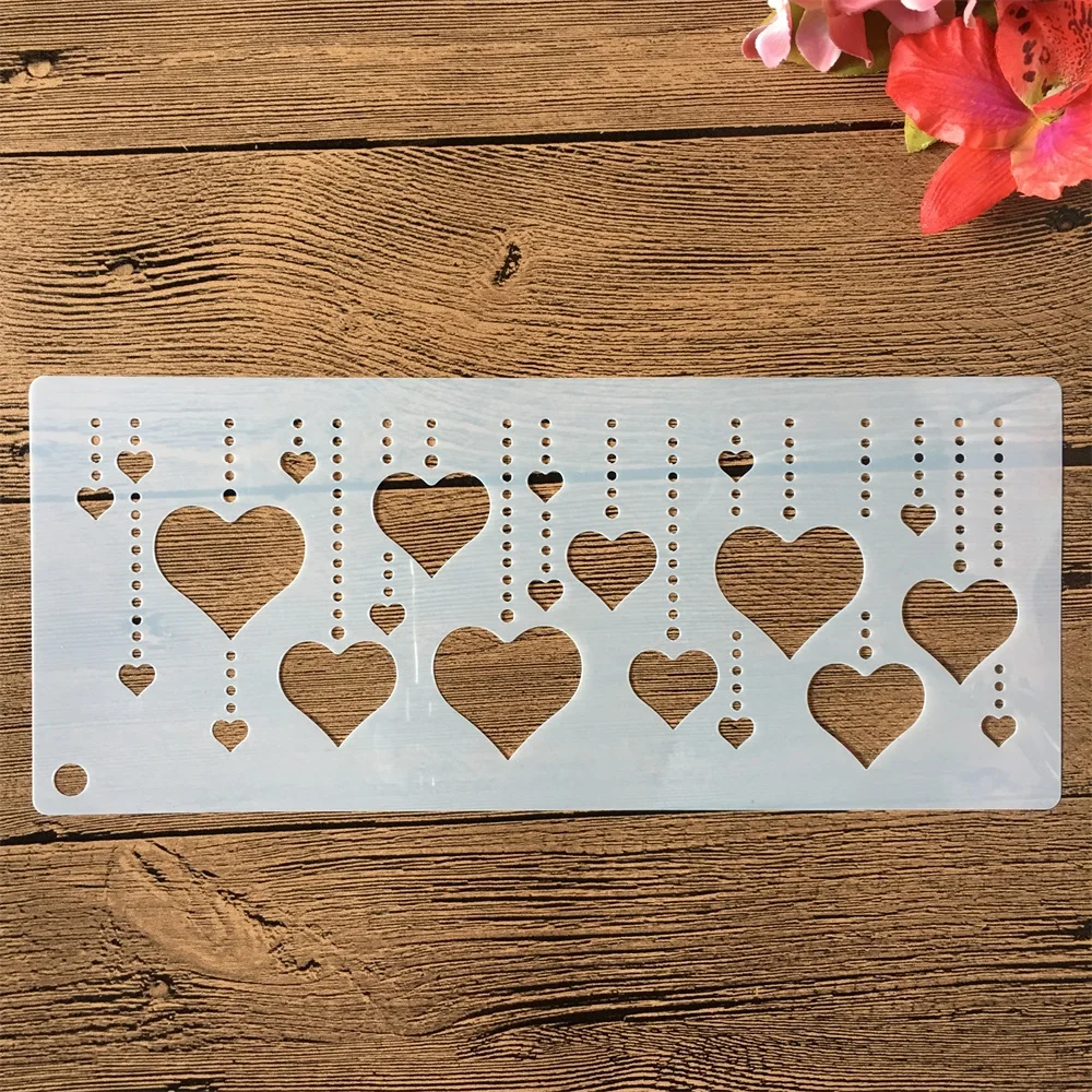 

32*10cm Love Heart Pendants DIY Craft Layering Stencils Painting Scrapbooking Stamping Embossing Album Paper Card Template