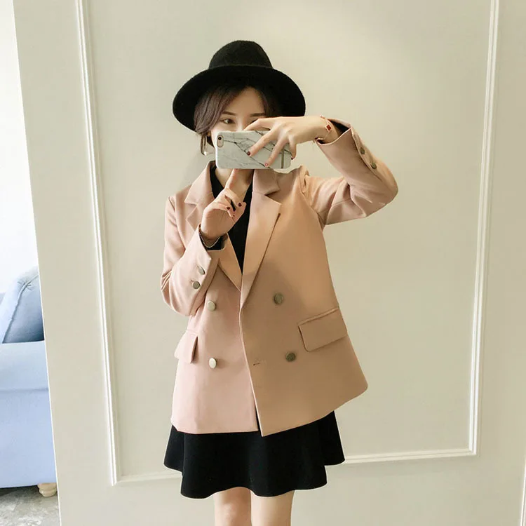 Блейзер feminino, новинка, Южная Корея, модный металлический двубортный Модный корейский костюм, куртка, женские куртки