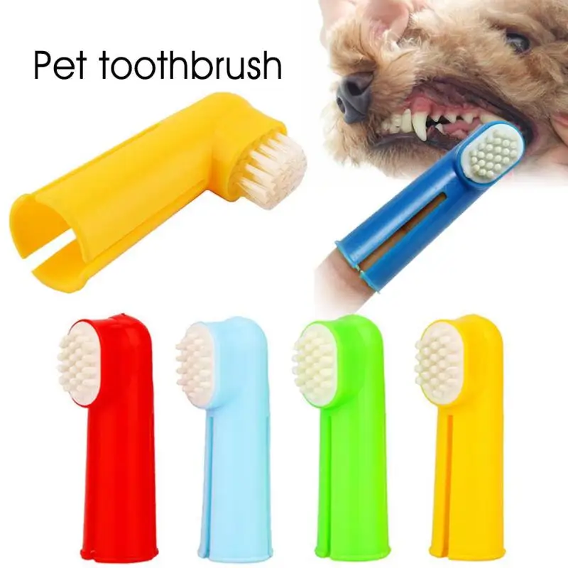 2 pcs/lot Pet Finger Toothbrush Dog Brush Breath Teeth Care Dog Teddy