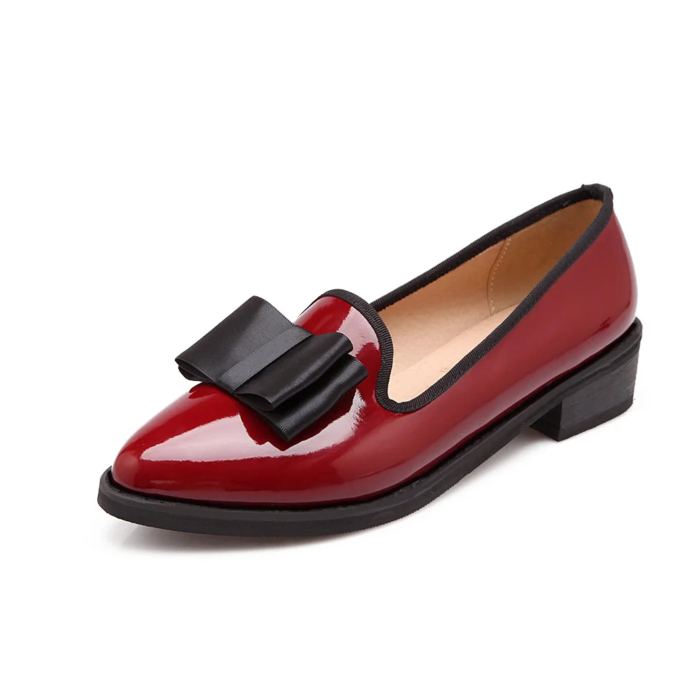 New Fashion british style bowtie pointed toe women flats woman flat