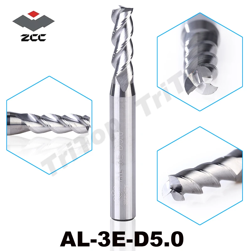 

5pcs/lot high precision machining ZCC.CT AL-3E-D5.0 solid carbide 3 flute flattened end mill 5mm D6 with straight shank