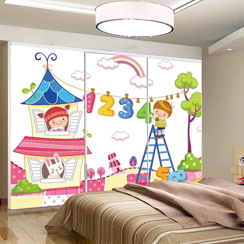 

Custom cartoon frosted electrostatic glass window film,sliding door wardrobe stickers,opaque self-adhesive window foil