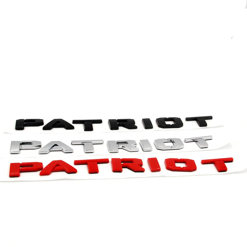 

Chrome Gloss Black Red Letters Word " PATRIOT " Fender Trunk Lid Badge Badges Emblem Emblems Sticker for Jeep Patriot