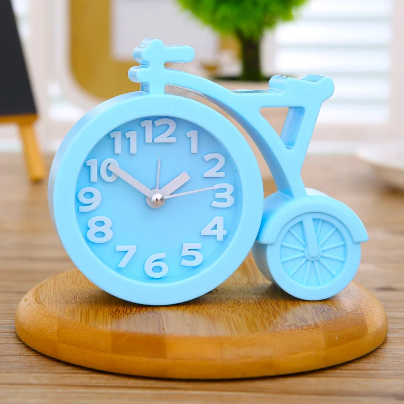 Bicycle Moon style Desktop Table Bed watch gifts favor for kids Candy colors Creat Portable Mute clock