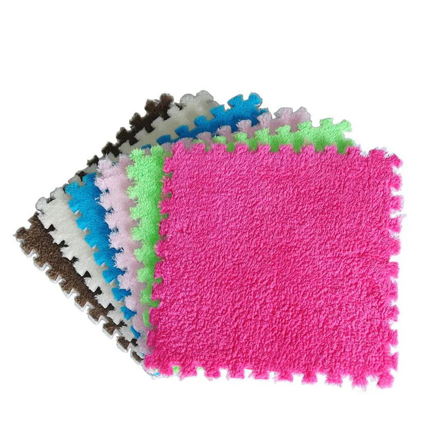 9pcs/set EVA Foam Shaggy Carpet Door Mat Plush Fabric Carpets Children