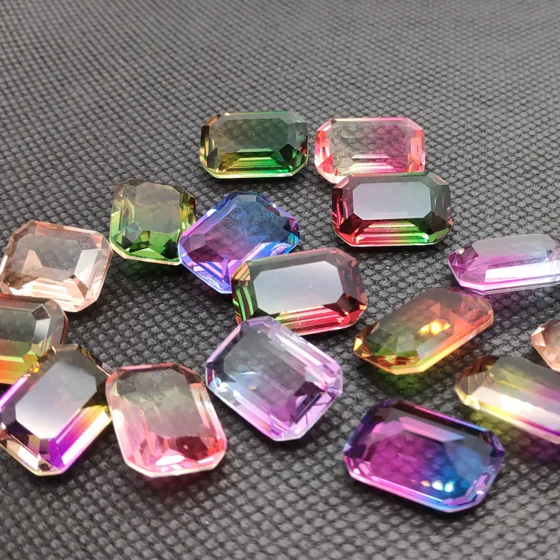 

6*8mm 8*10mm 10*14mm 13*18mm K9 High Quality Multi Tourmaline,brass..Rectangle Octagon Crystal Fancy Pointback Stone For Garment