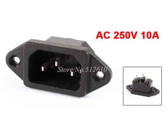 

Best Promotion Wholesale Price IEC 320 C14 Male Plug 3P Screw Type Power Inlet Socket Adapter AC 250V 10A 50PCS/lot