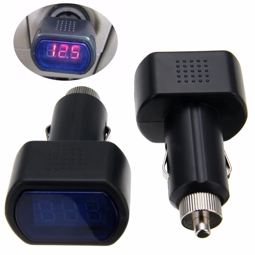 2pc Black LED Car 12v 24v Battery Volt Voltage Meter Gauge Cigar Lighter Plug UK 