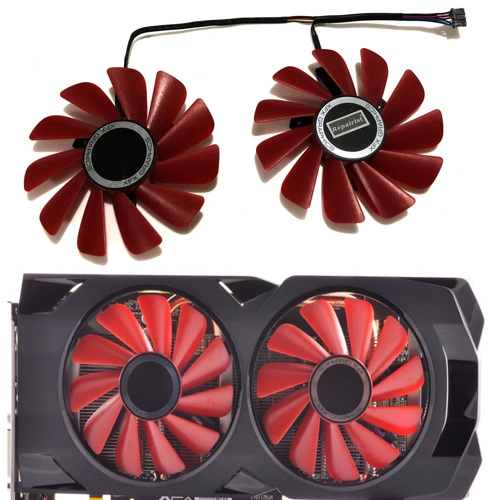 85 мм Диаметр rx-570-rs-4gb GPU VGA карты кулер двойной вентилятор для XFX RX570 RS видеокарты как замена