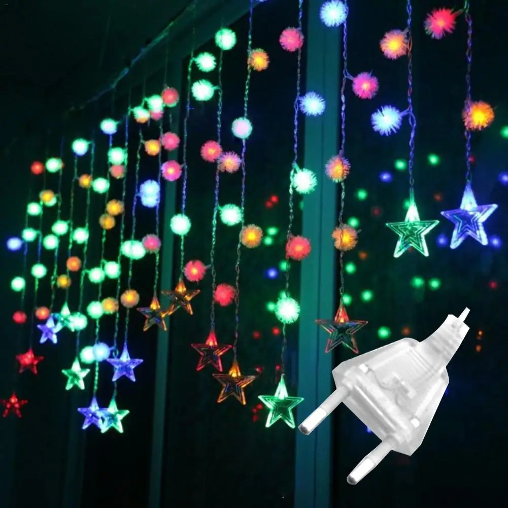 LAIDEYI 3 5 м 96 LED Рождественская звезда и шар занавеска для помещений Свадебные