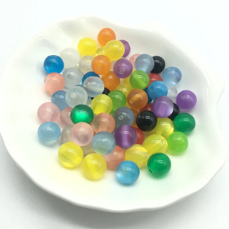 Акриловые радужные круглые шарики кошачий глаз 10 мм для изготовления ювелирных