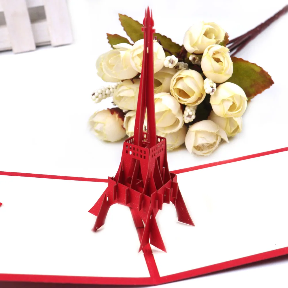 Blank Paper Cards 3D Handmade Pop Up Laser Cut Stereoscopic Anniversary Greeting Card Happy Birthday Postcard Gift | Дом и сад