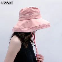 SILOQIN элегантные женские большие Козырьки Шляпы складные летние взрослые женские солнечные шляпы модные пляжные шляпы для женщин новые женские шапки