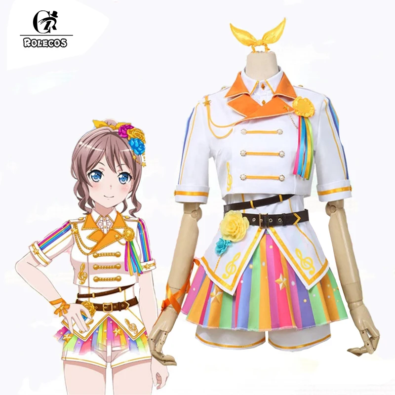 

ROLECOS Anime BanG Dream! Cosplay Costume Poppin Party Saya Yamabuki Cosplay Costume Party Skirt Sets for Women Cosplay Costume