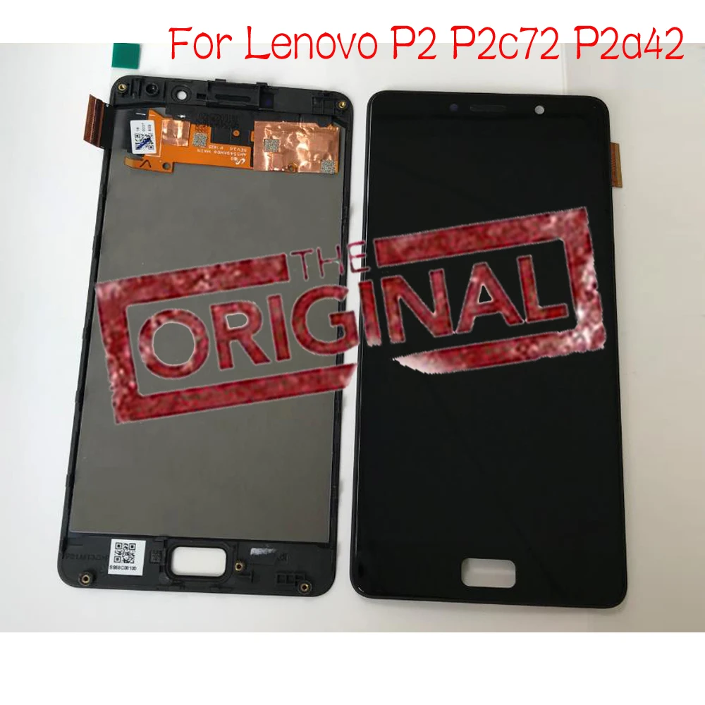 Ceny 100% oryginalny wyświetlacz Amoled LCD montaż digitizera ekranu dotykowego z ramką dla Lenovo vibe P2 P2c72 P2a42 czujnik panelu telefonu