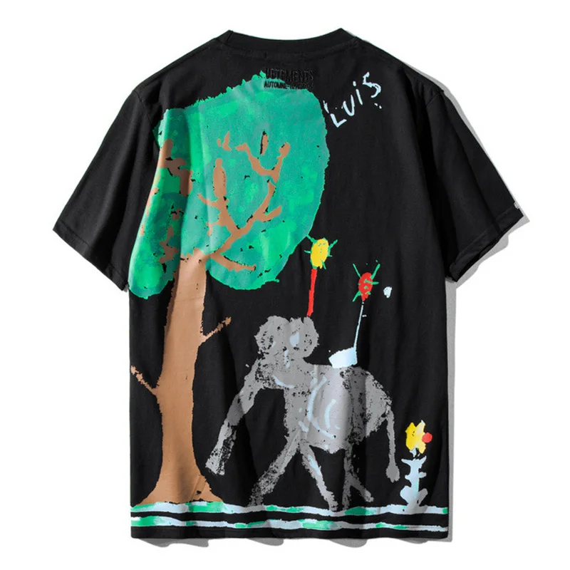 

Dropshipping Hip Hop Graffiti Printed T Shirts 2019 Casual Tops Tees Men Summer Fashion Streetwear Black Tshirt WY031