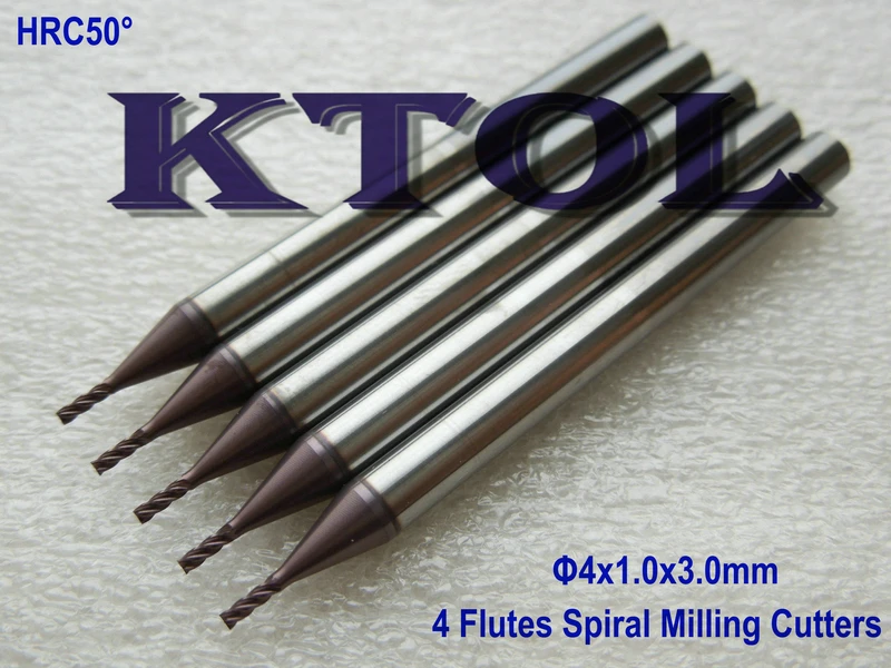 SPEED Cutting 4*1.0*3mm HRC50 4 Flutes End Mill Milling Cutters for