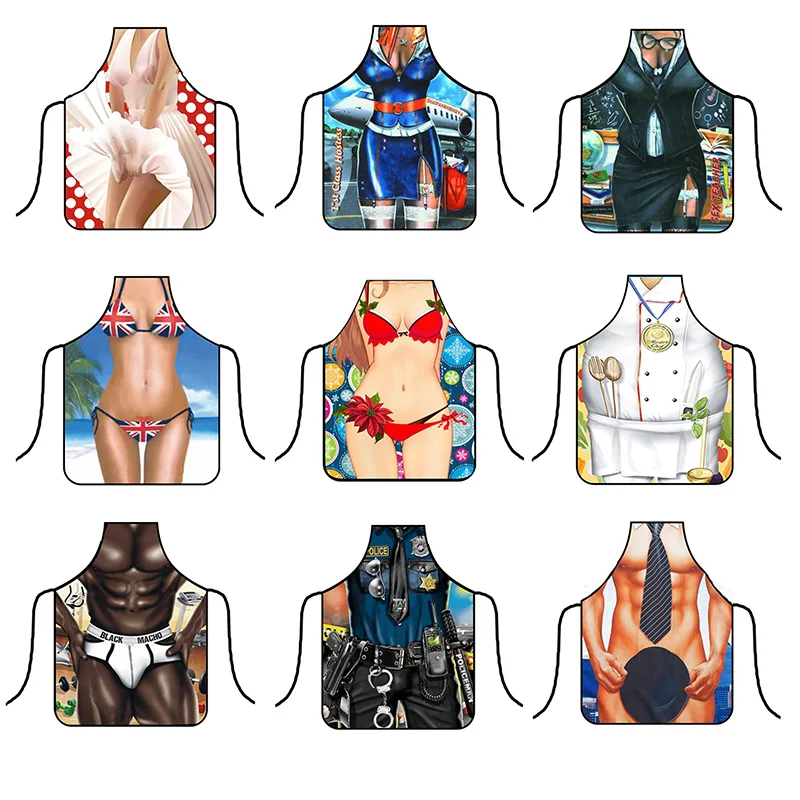 New Arrival Creative 3D Funny Apron Super Hero Kitchen Apron Man Women Sexy Aprons Waterproof Dinner Party Cooking Pinafore