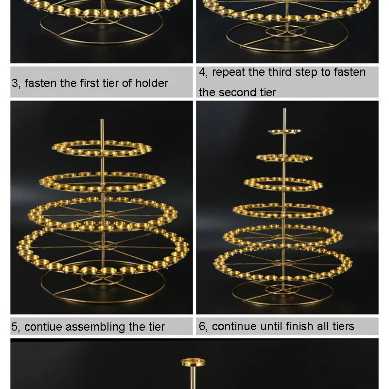 metal 7 tiers 108 candle holder lotus shape12