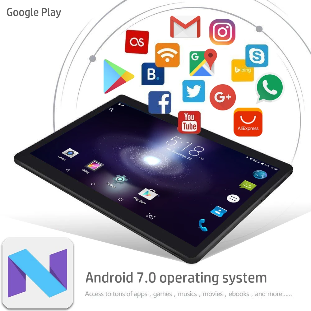 IBOPAIDA 10 дюймов 4G LTE планшетный ПК Восьмиядерный 4 Гб ОЗУ 64 ПЗУ 1280*800 IPS 2.5D Закаленное