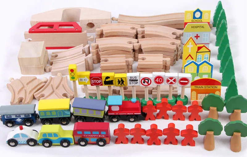  Wooden toy roller coaster track 90 piece gaming of tables wooden blocks wooden educational toy baby