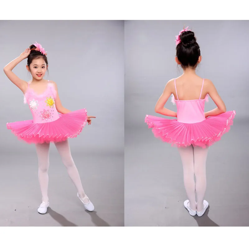 Розовое детское Белое Бальное Платье-пачка с изображением лебедя и озера; профессиональное балетное платье-пачка; Одежда для танцев; костюм для выступлений для девочек; платье