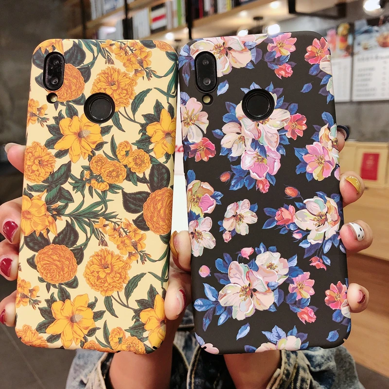 

Case For Huawei P30 Pro P30 Lite Nova 5 Pro 5i 4e 4 Honor 20 Pro Case Fashion Floral Hard Matte PC Protective Shell Cover Case