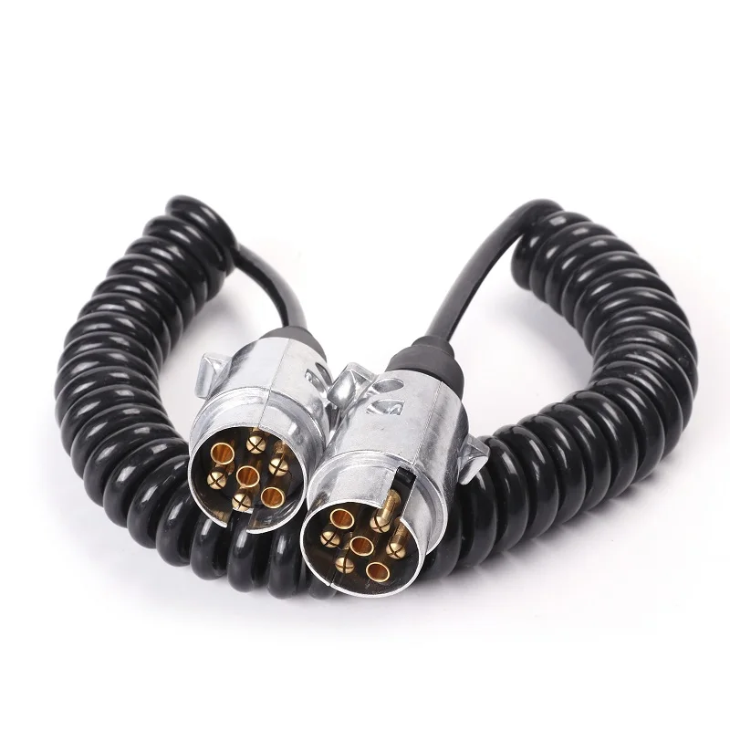 

7Pin Trailer Connectors with 2.5M Spiral Wire N Type 7 Pin 12V Trailer Plug with Cable
