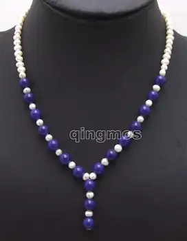 

SALE 6-7mm Natural freshwater White Pearl & 8mm Round Blue beads pendant 17'' Necklace -nec6001 wholesale/retail Free shipping