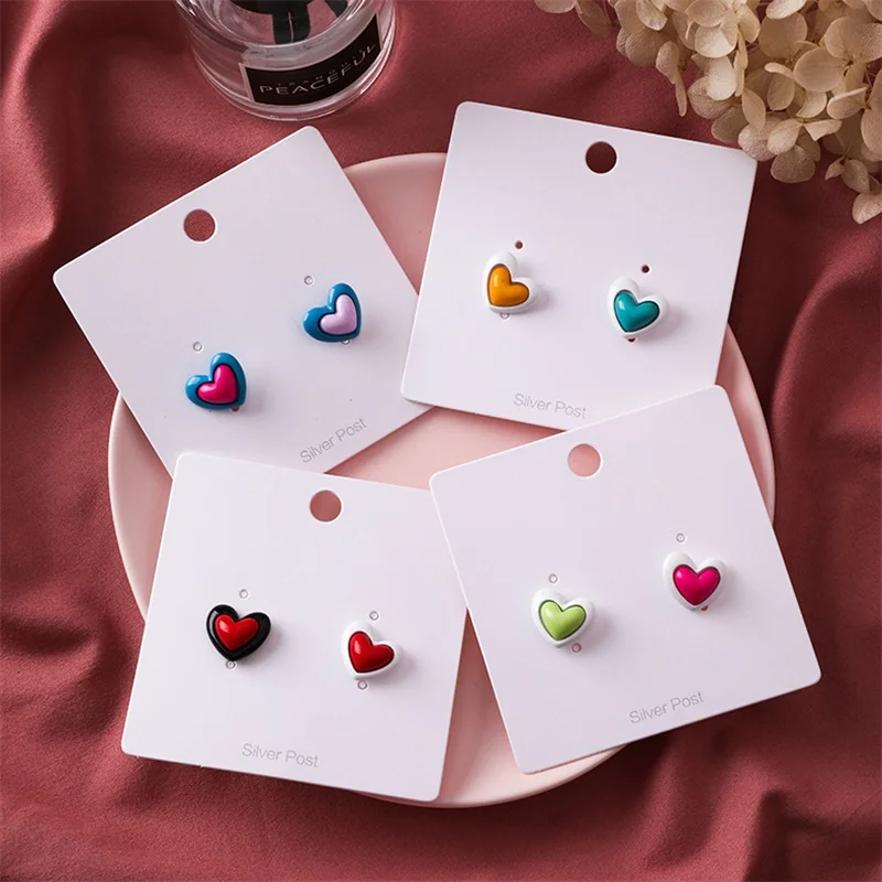 

New Sweet Candy Color love Small Earrings Women color Matching Rainbow heart-shaped Earrings Macarons Earrings Children's gifts