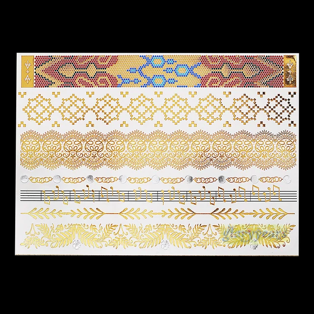 1pc Hot Cones Natural Plants Pigment Flash Metallic Tattoo Gold Silver Henna GYH-056 Bracelet Flower Lace Temporary Tattoo Stick 1pc Hot Cones Natural Plants Pigment Flash Metallic Tattoo Gold Silver Henna GYH-056 Bracelet Flower Lace Temporary Tattoo Stick