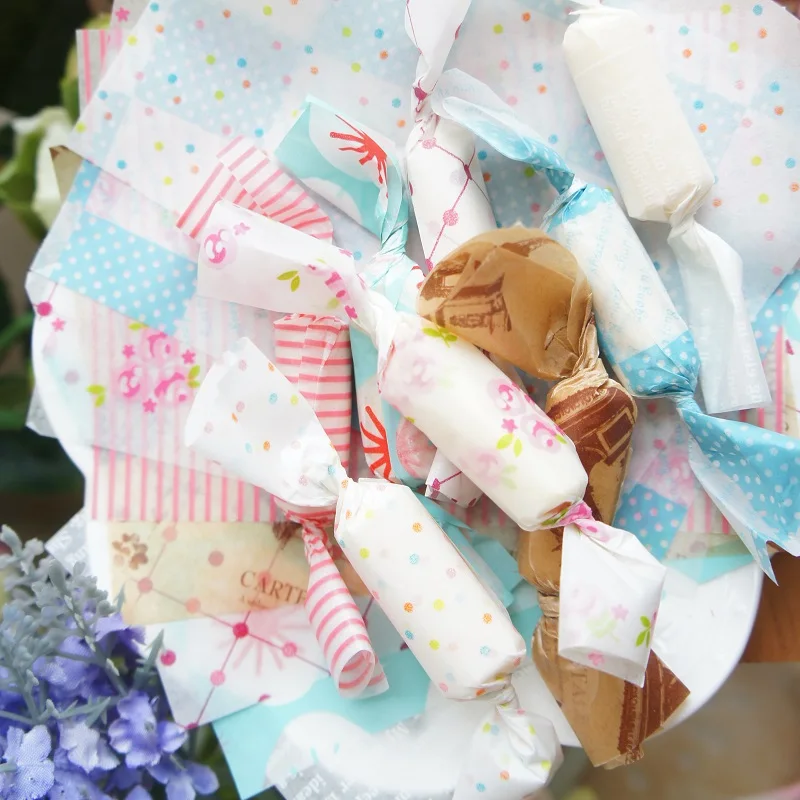 new 9*12.5cm 100pcs mix style wax paper Candy Chocolate Taffy Wrapping