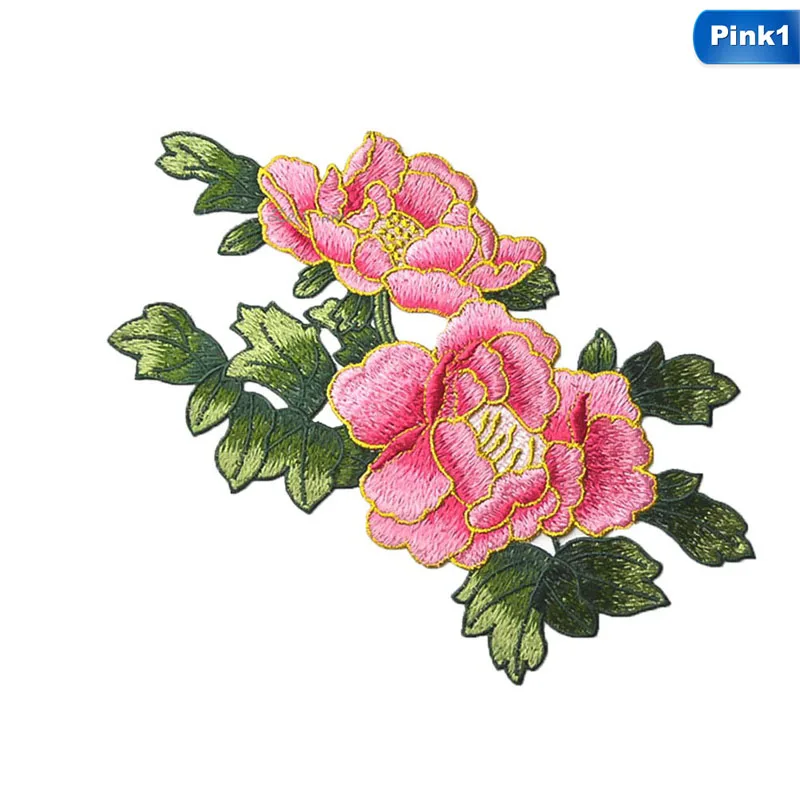 

3 Colors! Peony flower water soluble embroidered clothes stick embroidery patch The large size no back glue Need to hand sewing