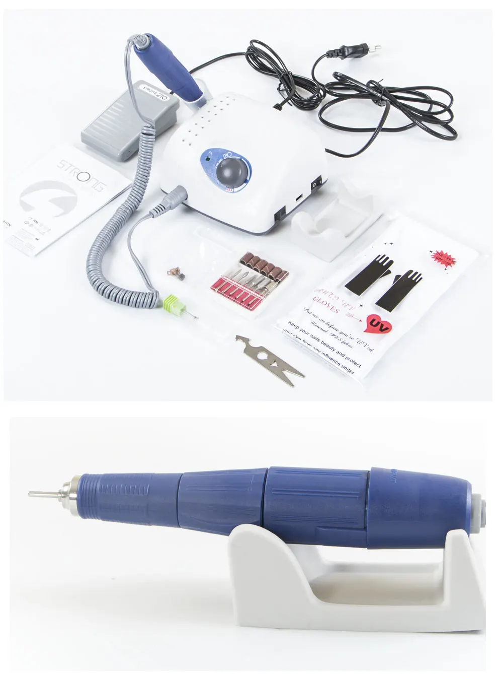 Lidar com Máquina de Broca Elétrica do Unha Equipamento da Arte para Unhas Forte Azul 210 Modelo Manicure Pedicure Unha Arquivo Bit 65 w 35000 Rpm 18 Brocas elétricas p manicure e acessórios