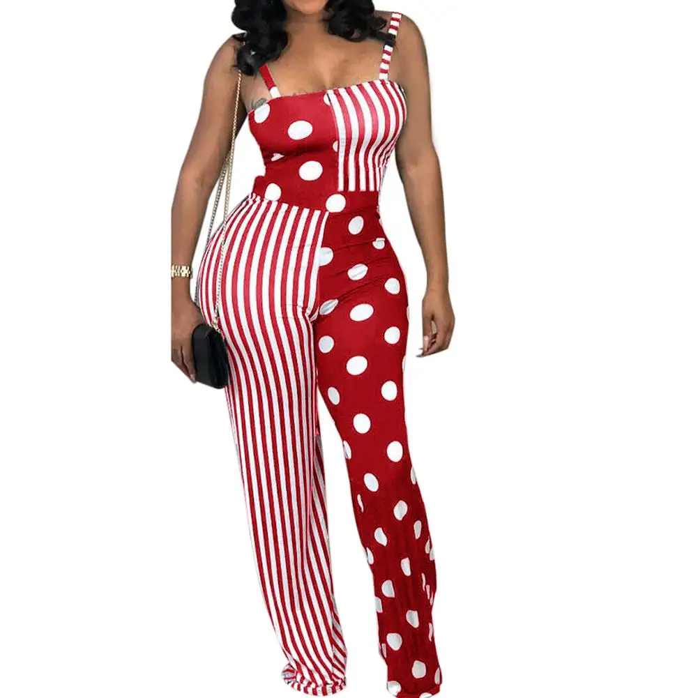 Europe & America Style Classic Suspenders Striped Polka Dot Jumpsuitin Jumpsuits from Women's