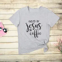 Women Summer Christian Baseball Tee Jesus And Coffee Printed Short Sleeve Aesthetic T Shirt Harajuku Ulzzang