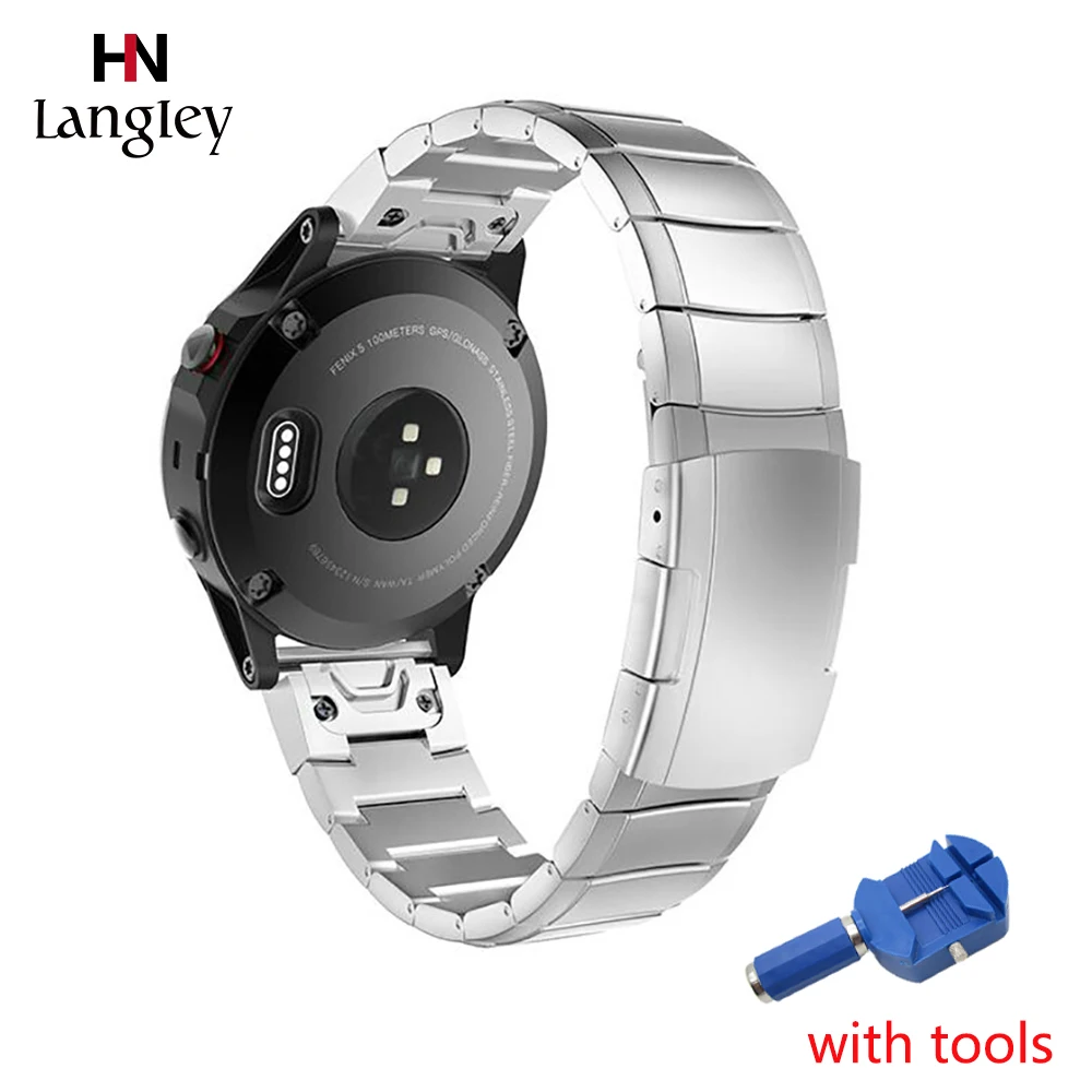 

20/22/26 mm Stainless Steel Band For Garmin Forerunner Fenix 3 / HR / 5X / 5S / 5 Stainless Steel Metal Watch Band High Quality