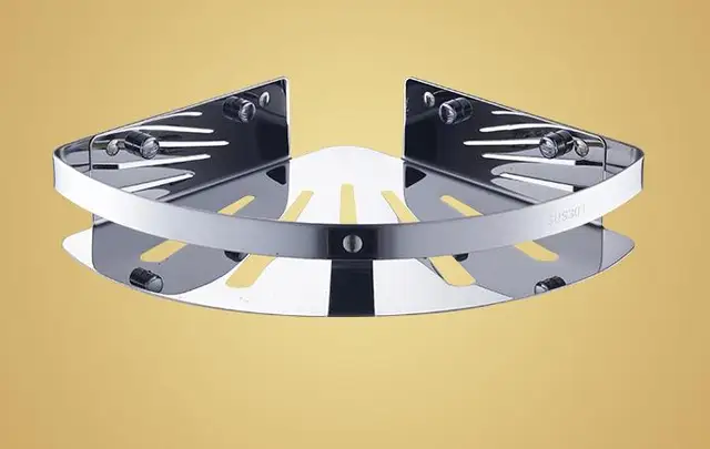 304 de acero inoxidable estante de baño 3 Capa de baño esquina cesta