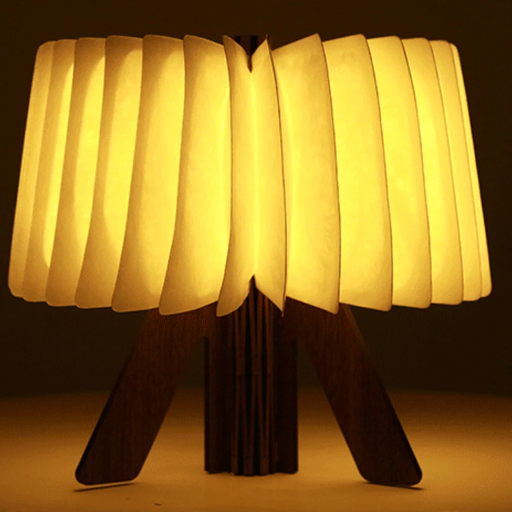 

USB Rechargeable LED Folding Wooden Book Desk Lamp Portable Book Light R Shape Night Light Book Light for Home Table Decoration