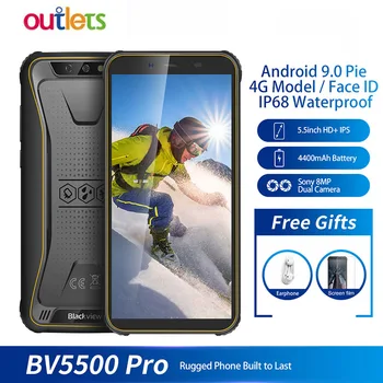 

Blackview BV5500 pro IP68 Waterproof 4G Mobile Phone 3GB+16GB 5.5" Screen 4400mAh Android 9.0 Pie Dual SIM Rugged Smartphone