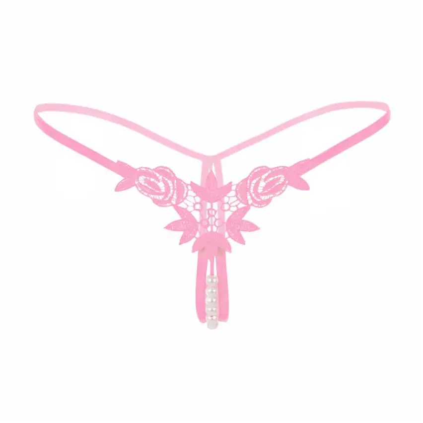 Sexy Embroidery Thongs For Sex Women Lace Open Crotch Pearl Crotchless Panties Female Erotic g-string Briefs Sexy Plus Size 29 (5)