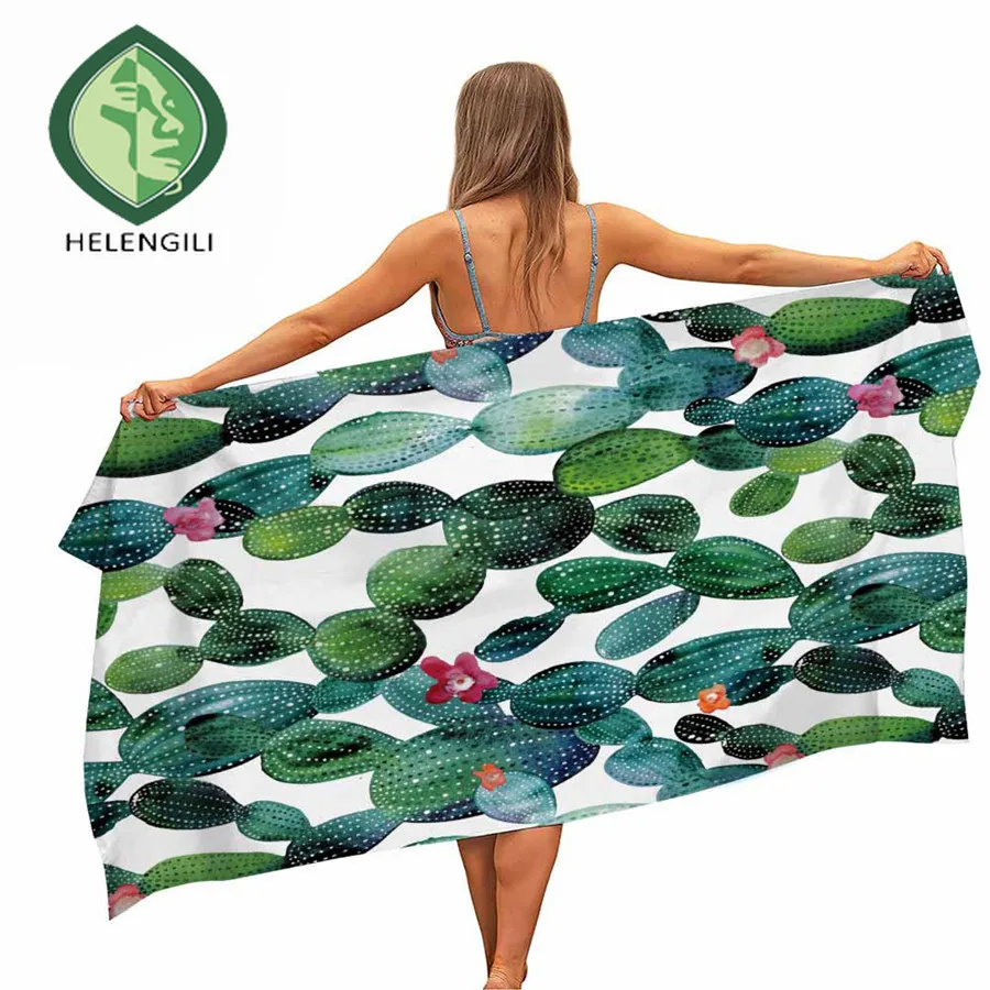 

HELENGILI Cactus Plant Microfiber Pool Beach Towel Portable Quick Fast Dry Sand Outdoor Travel Swim Blanket Thin Yoga Mat