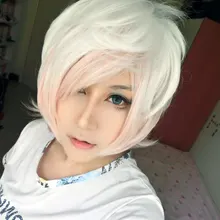 MCOSER Diabolik Lovers короткий белый розовый парик 32 см косплей парик