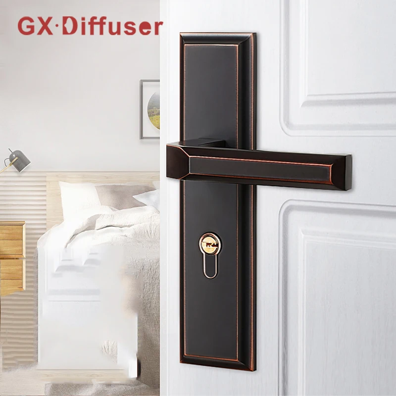 

GX Diffuser Vintage Mute Room Door Lock Zinc Alloy Interior Door Handle Lock European Anti-theft Gate Lock Furniture Hardware