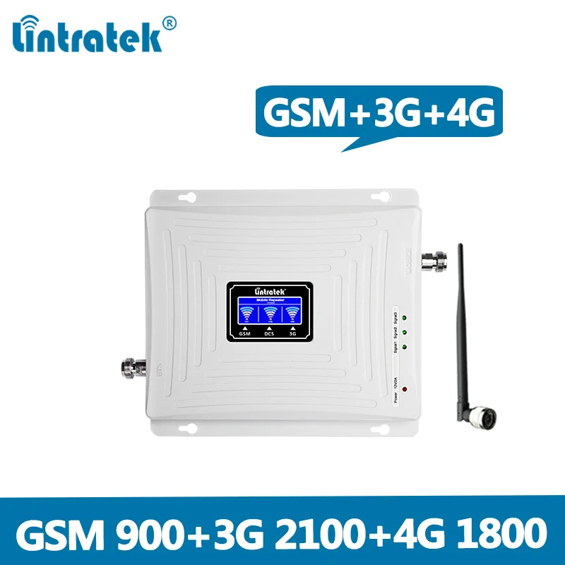 

Lintratek 2G 3G 4G Tri Band Cellular Signal Repeater GSM 900 1800 2100 DCS WCDMA Signal Booster Cellphone Amplifier GSM 3G 4G @5