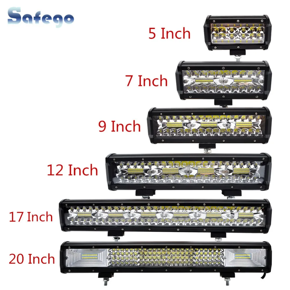Online Safego 5 7 9 12 17 20 pulgadas 84W 120W 180W 240W 360W 384W LED Barra de luz LED para motocicleta Tractor bote Offroad 4x4