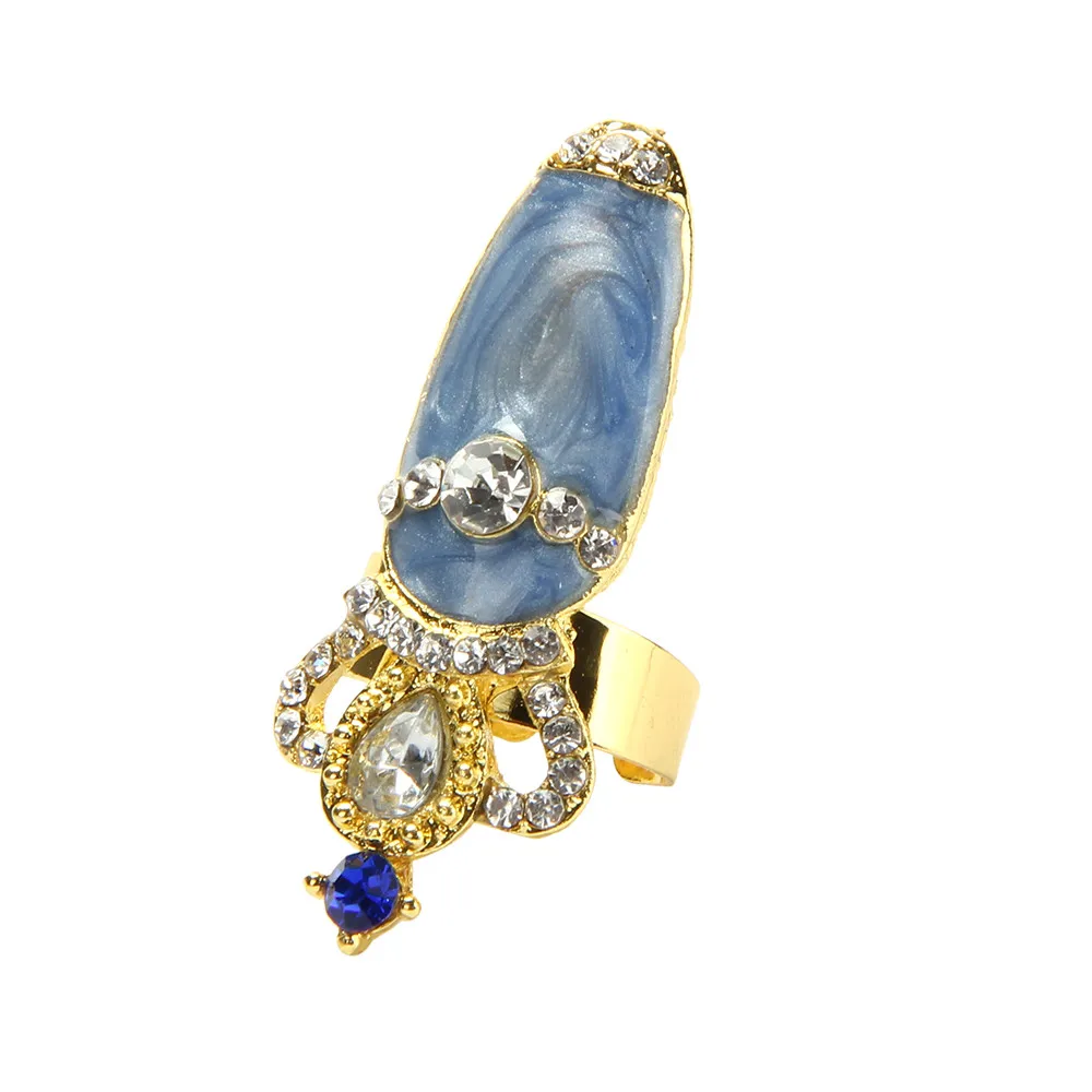 Женская мода бантик ногтей элегантный корона цветок Кристалл палец накладные ногти#0306 a